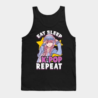 Cute & Funny Eat Sleep K-Pop Repeat Korean Music Tank Top